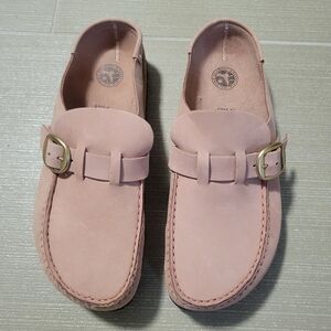 Birkenstock Buckey Mule old Rose Nubuck Footbed .